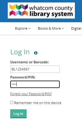 Image of library catalog login page