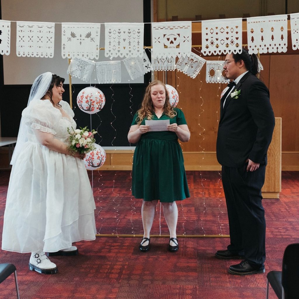 Wedding taking place at the library